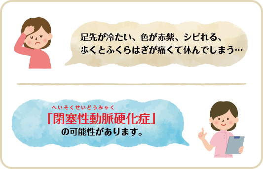 「閉塞性動脈硬化症」の可能性があります。